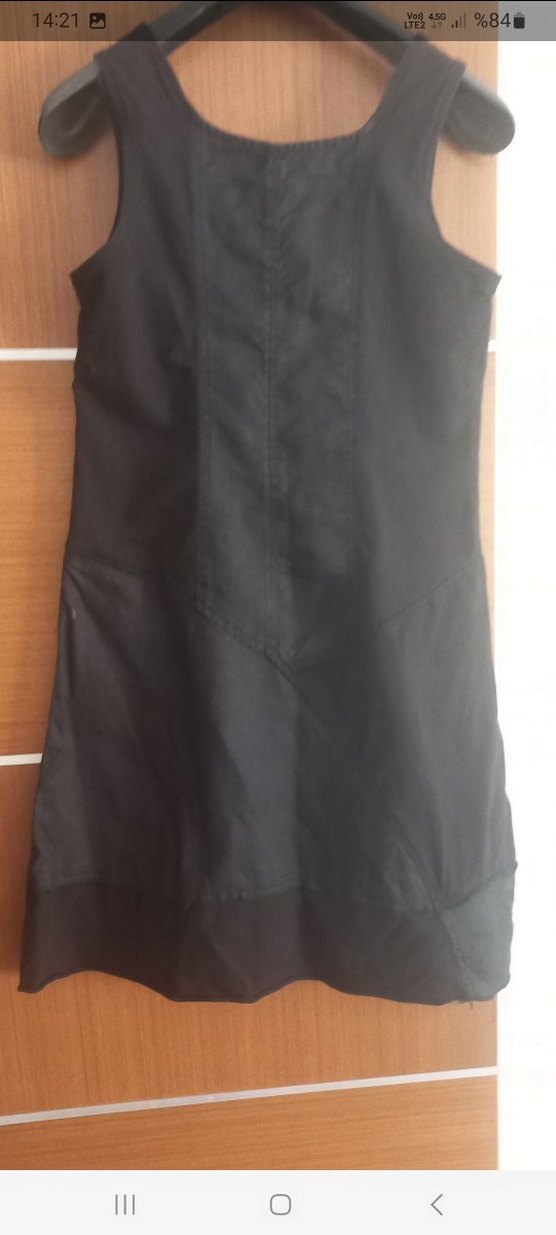 Keten elbise kolsuz - Görsel 3