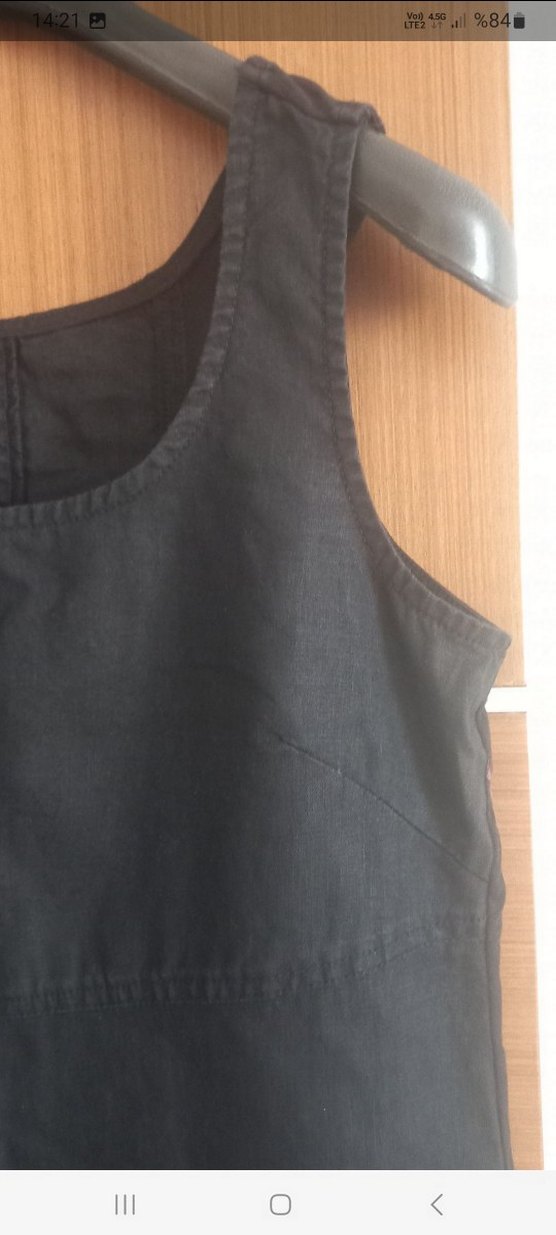 Keten elbise kolsuz - Görsel 5