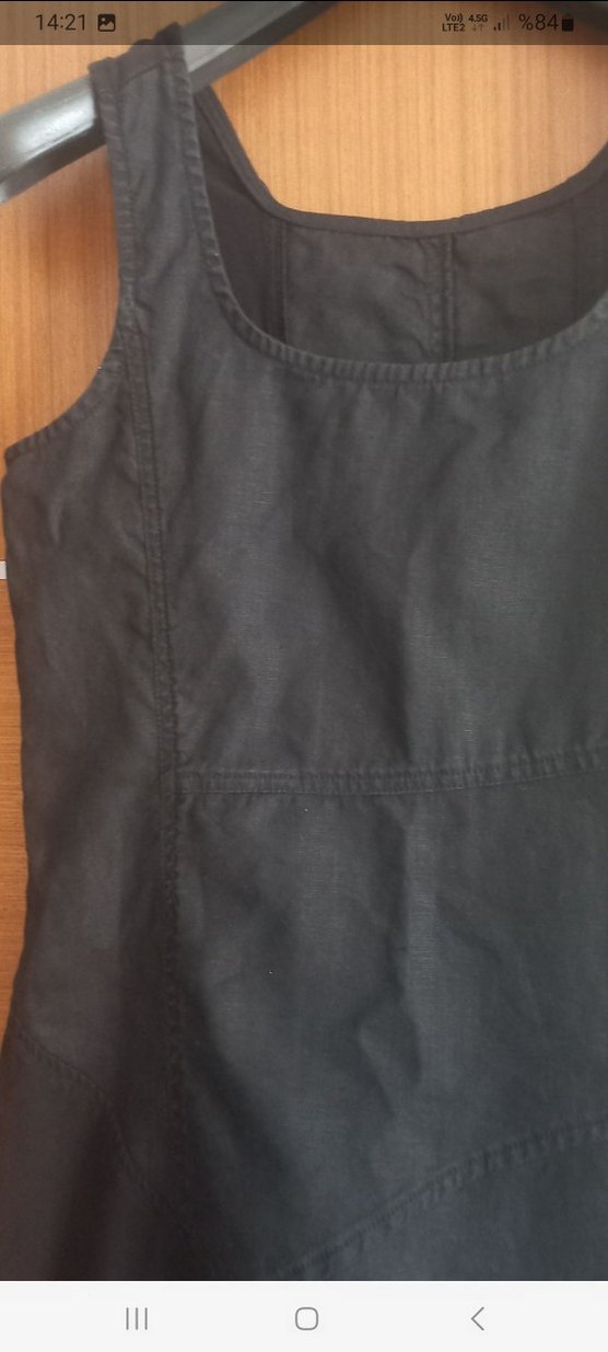 Keten elbise kolsuz - Görsel 4