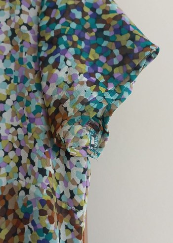 Bohem Çok Renkli şifon diz üstü rahat kesim elbise - Görsel 2