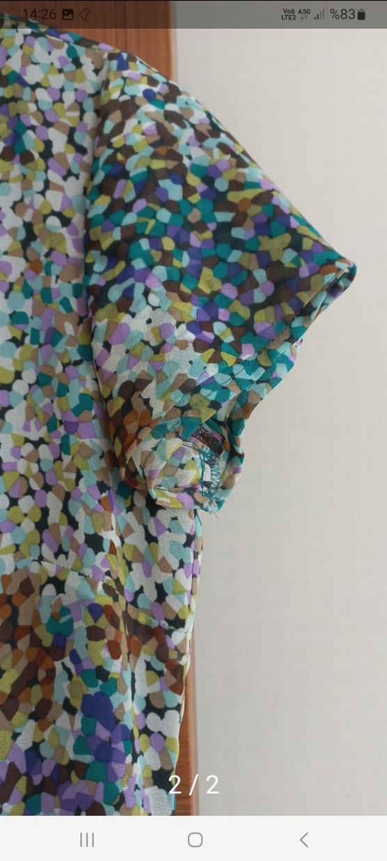 Bohem Çok Renkli şifon diz üstü rahat kesim elbise - Görsel 2