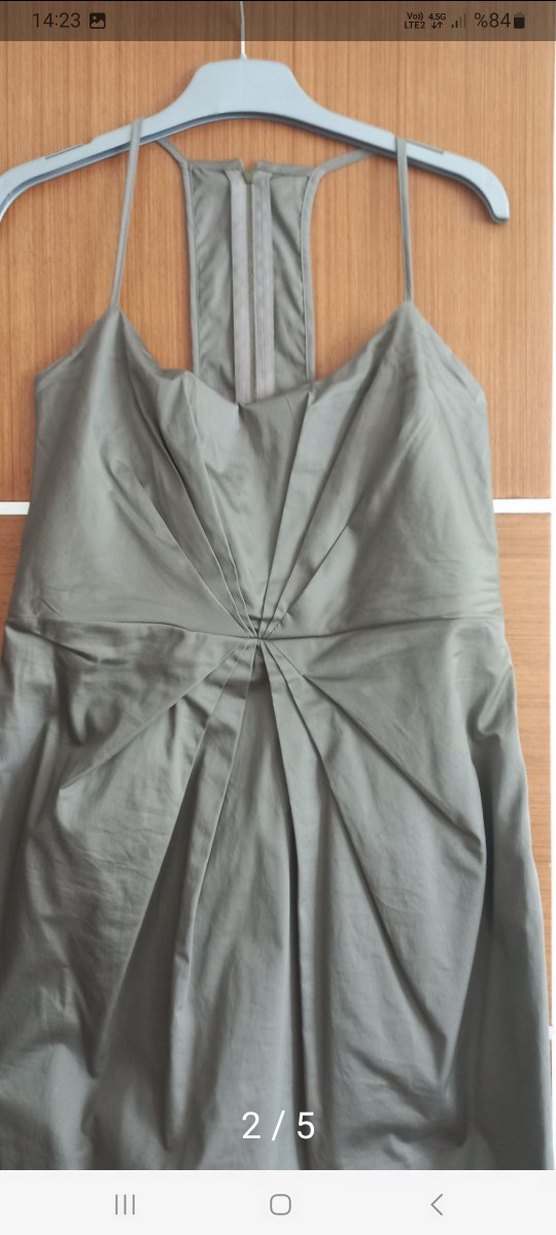 haki askili Midi coton kumaş Elbise - Görsel 3