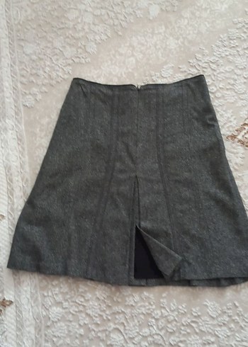 Gri Pilili Midi Yün Etek - Görsel 2