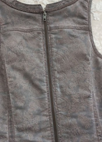 kahve V Yaka kendiden desenli elbise - Görsel 6