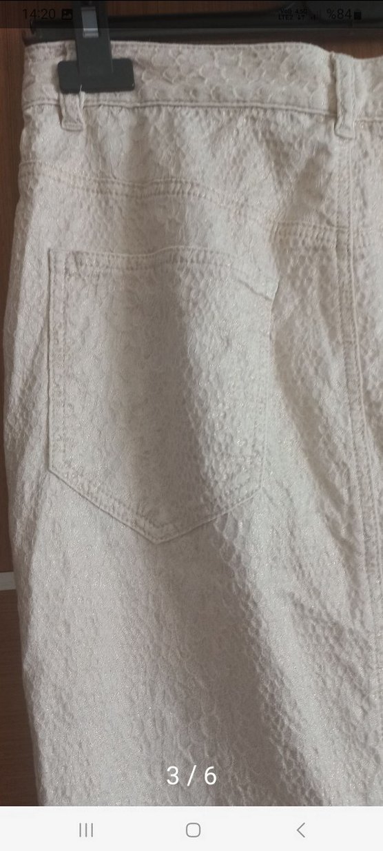 krem Midi  Keten Etek - Görsel 2