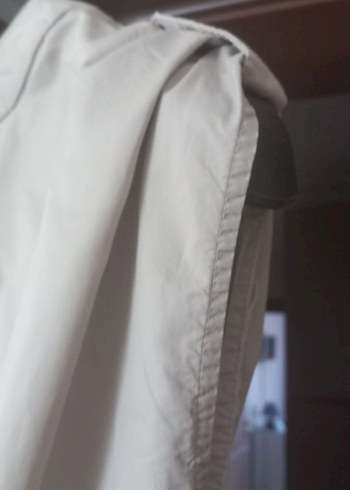 krem Midi Kemerli düşük kol Elbise - Görsel 4