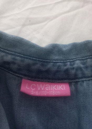 Kolsuz Mavi Denim Kız Elbise - Görsel 2