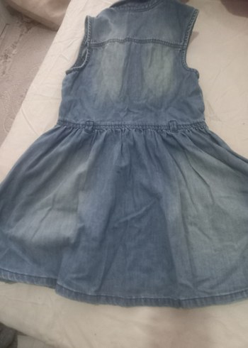 Kolsuz Mavi Denim Kız Elbise - Görsel 3