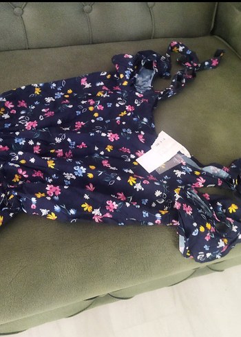 Çiçek Desenli Kadın Tulum V Yaka - Görsel 2