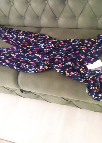 Çiçek Desenli Kadın Tulum V Yaka - Görsel 3