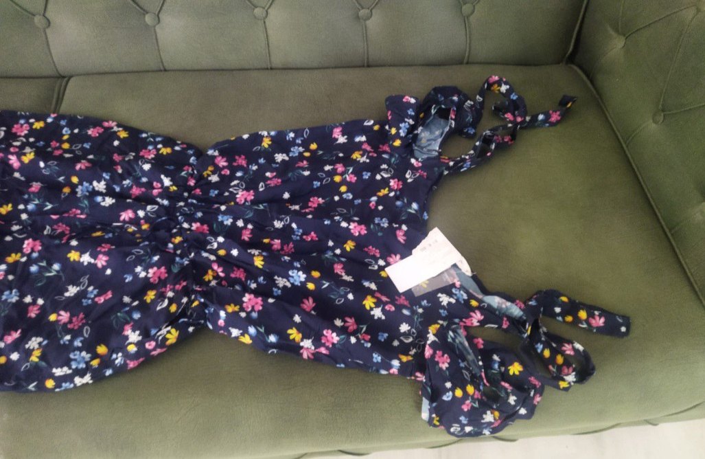 Çiçek Desenli Kadın Tulum V Yaka - Görsel 4