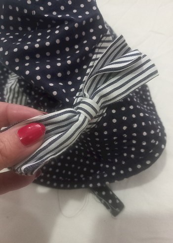 Puantiye Desenli Fırfırlı Çocuk Şapkası - Görsel 2