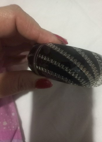 Parlak Siyah Yılan Desenli Kadın Bileklik - Görsel 5