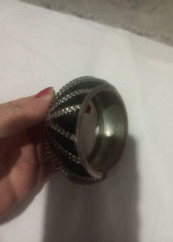 Parlak Siyah Yılan Desenli Kadın Bileklik - Görsel 2