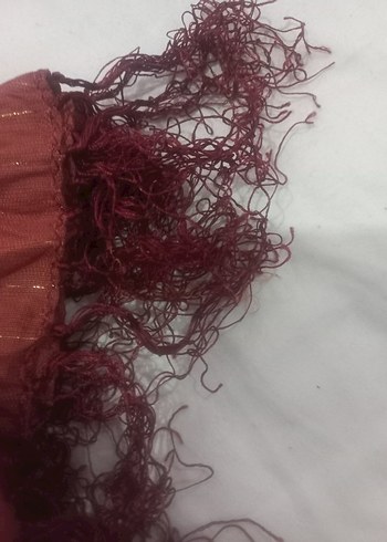 Kadın Bordo İpek Görünümlü Bohem Şal - Görsel 2