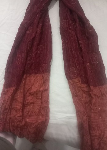 Kadın Bordo İpek Görünümlü Bohem Şal - Görsel 3