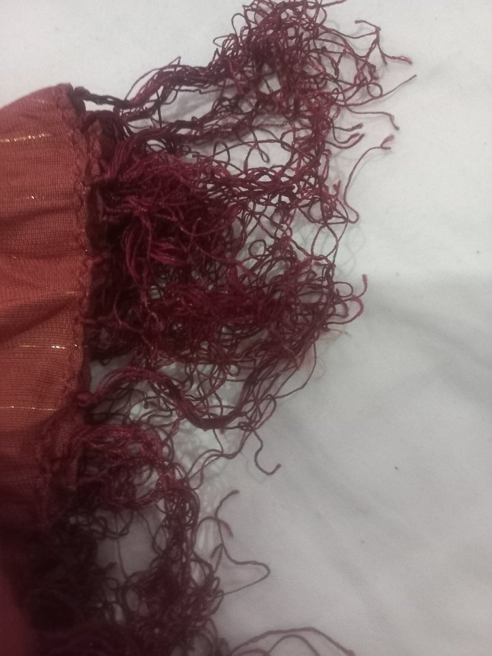 Kadın Bordo İpek Görünümlü Bohem Şal - Görsel 2