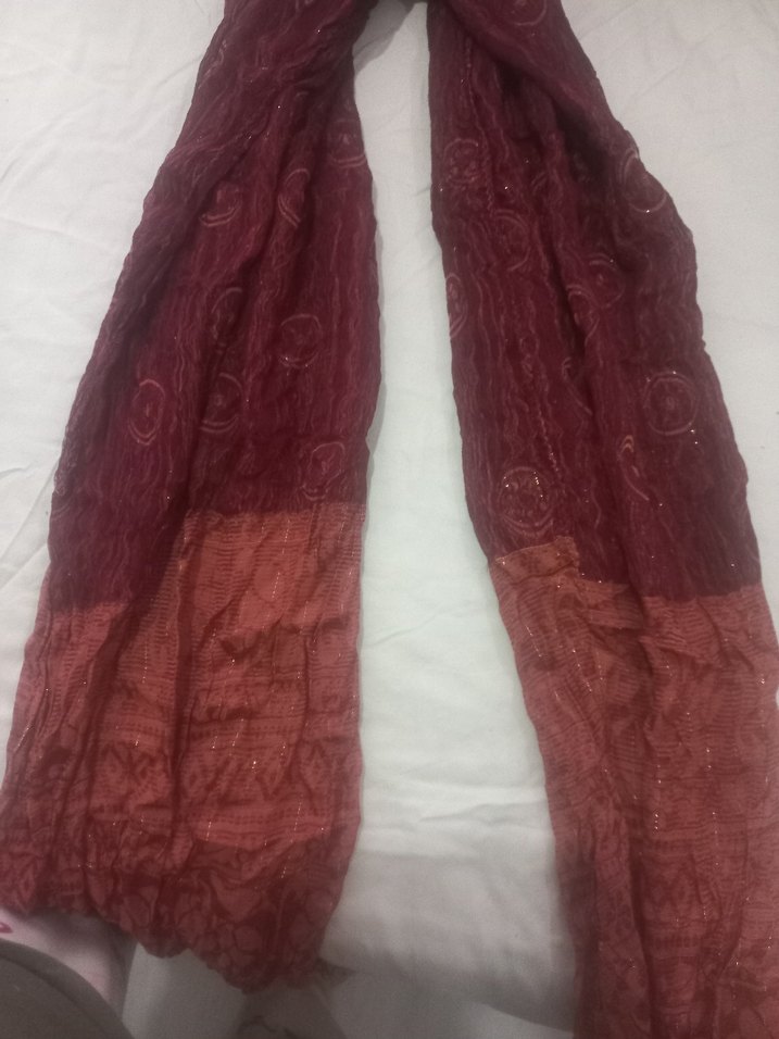 Kadın Bordo İpek Görünümlü Bohem Şal - Görsel 3