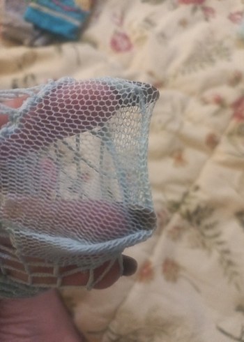 Mavi fileli kısa çorap - Görsel 4