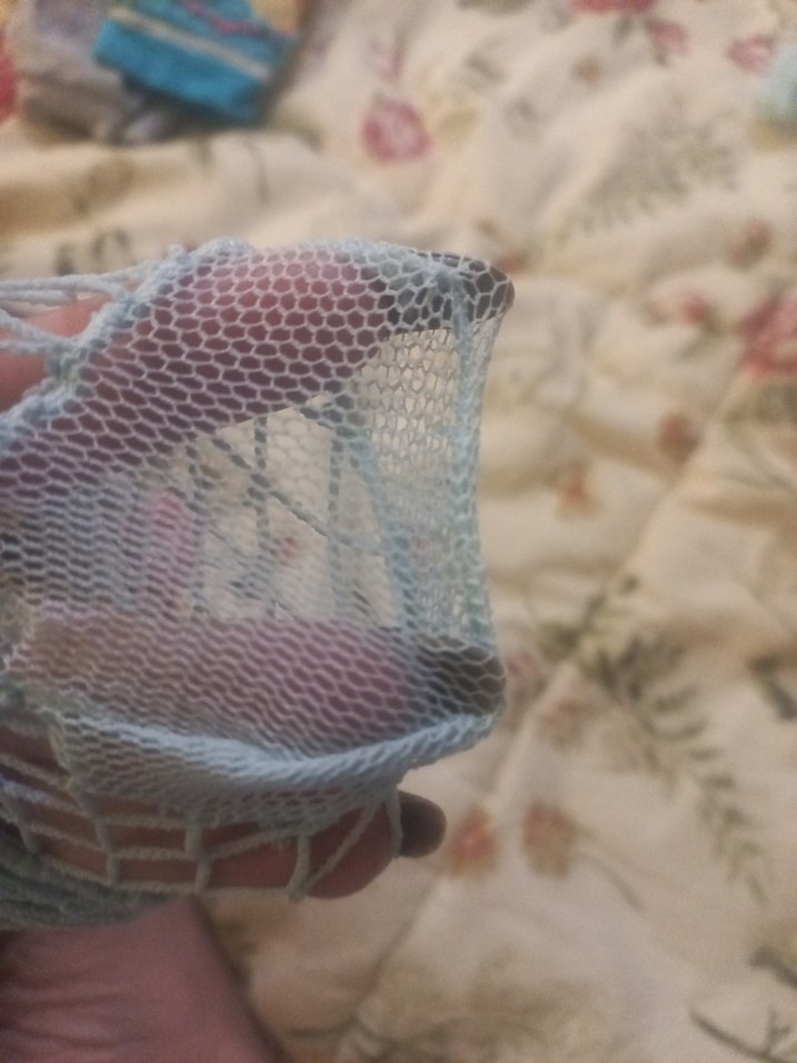 Mavi fileli kısa çorap - Görsel 4