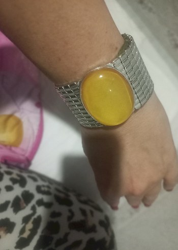 Sarı Boncuklu Kareli Vintage Bileklik - Görsel 4