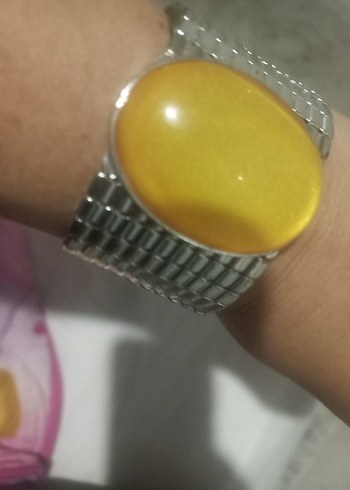 Sarı Boncuklu Kareli Vintage Bileklik - Görsel 3