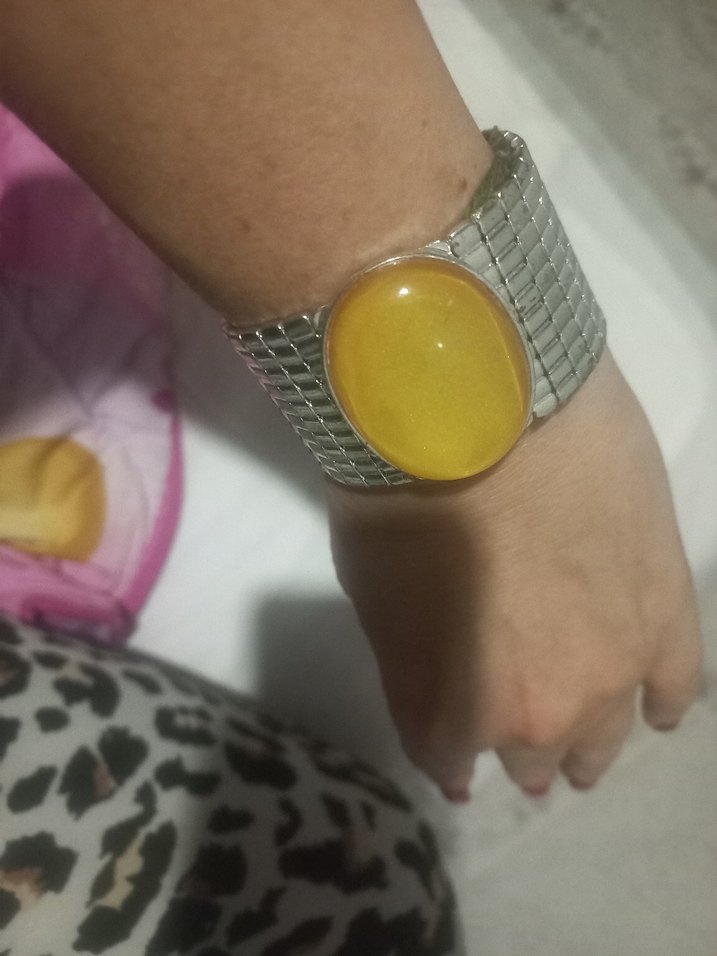 Sarı Boncuklu Kareli Vintage Bileklik - Görsel 4