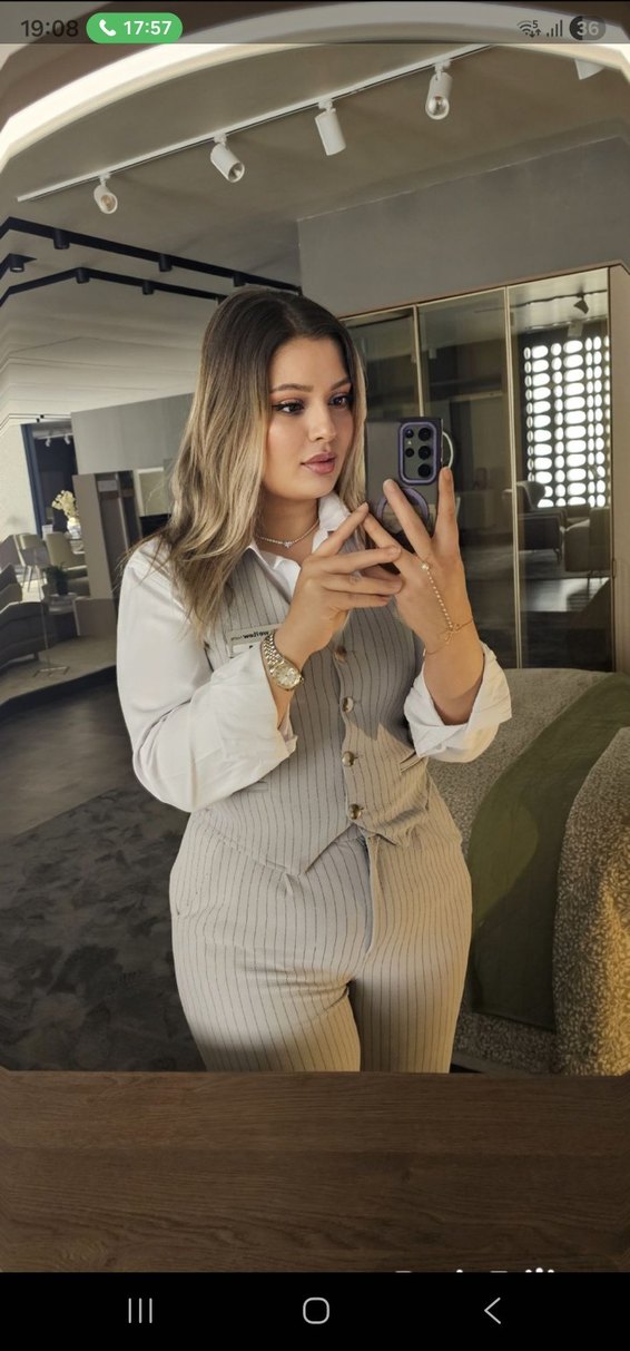 Düğmeli Gri Kadın Yelek Pantolon - Görsel 2