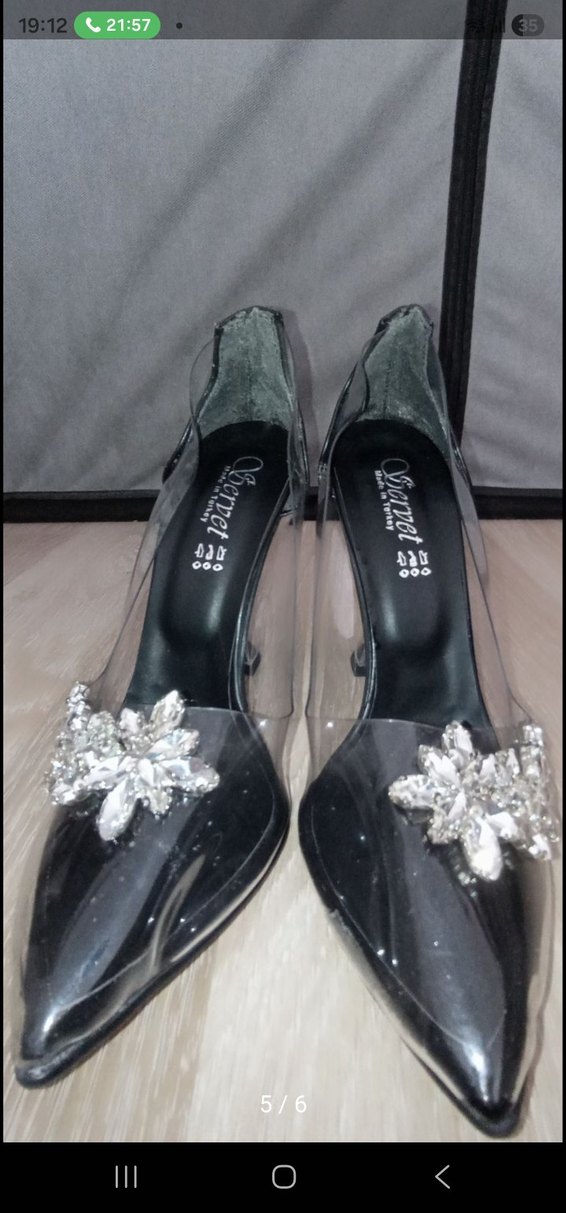 Siyah Taşlı Stiletto Kadın Abiye Ayakkabı - Görsel 4