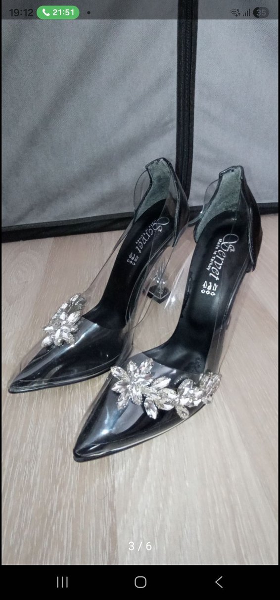 Siyah Taşlı Stiletto Kadın Abiye Ayakkabı - Görsel 2