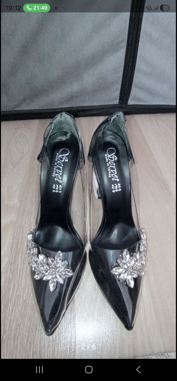 Siyah Taşlı Stiletto Kadın Abiye Ayakkabı - Görsel 5