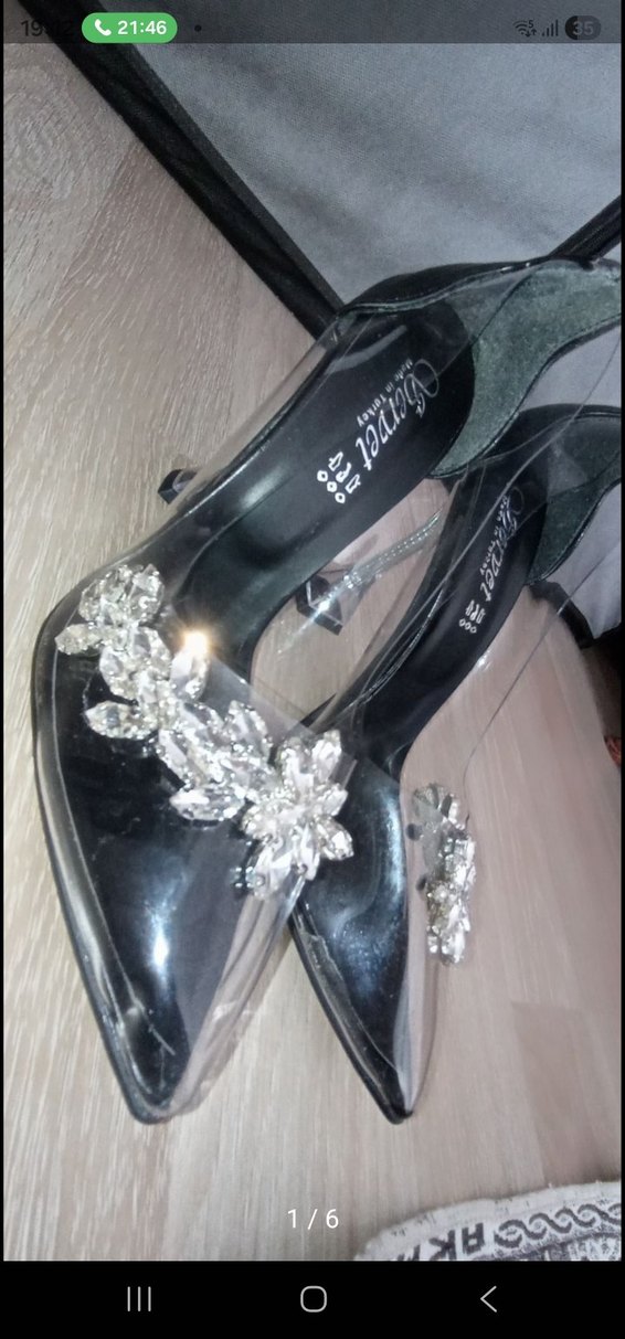 Siyah Taşlı Stiletto Kadın Abiye Ayakkabı - Görsel 3