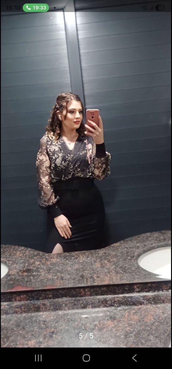 Dantel Detaylı Siyah Uzun Kollu Ofis Elbisesi - Görsel 3