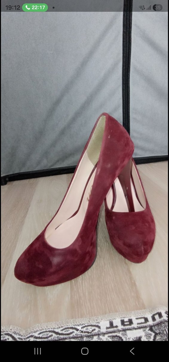 Bordo Süet Platform Topuklu Kadın Ayakkabı - Görsel 2