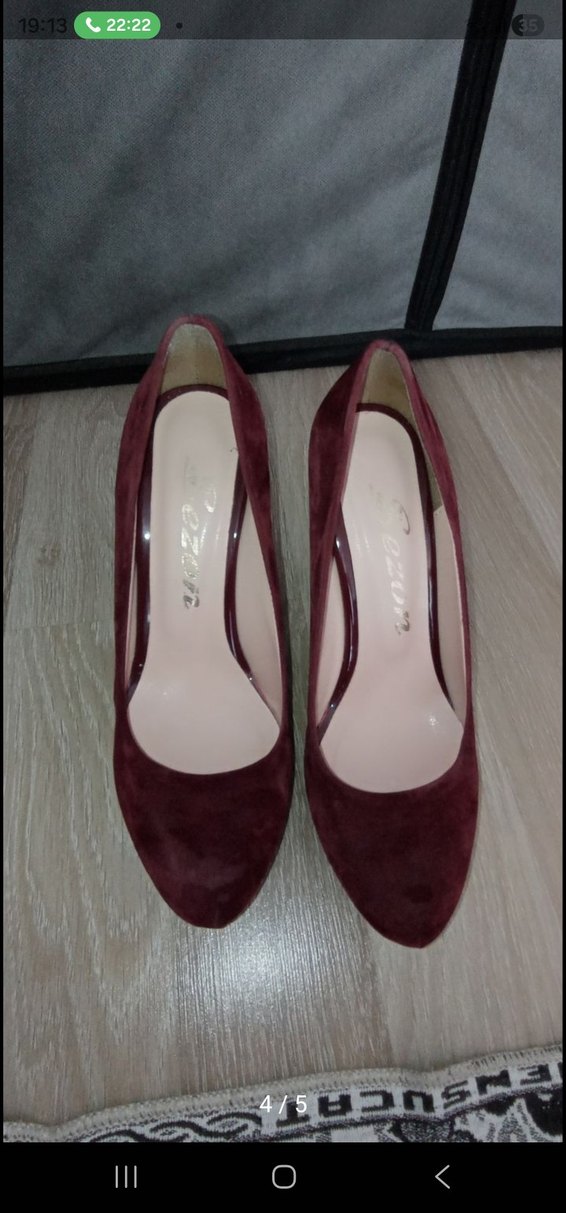 Bordo Süet Platform Topuklu Kadın Ayakkabı - Görsel 4