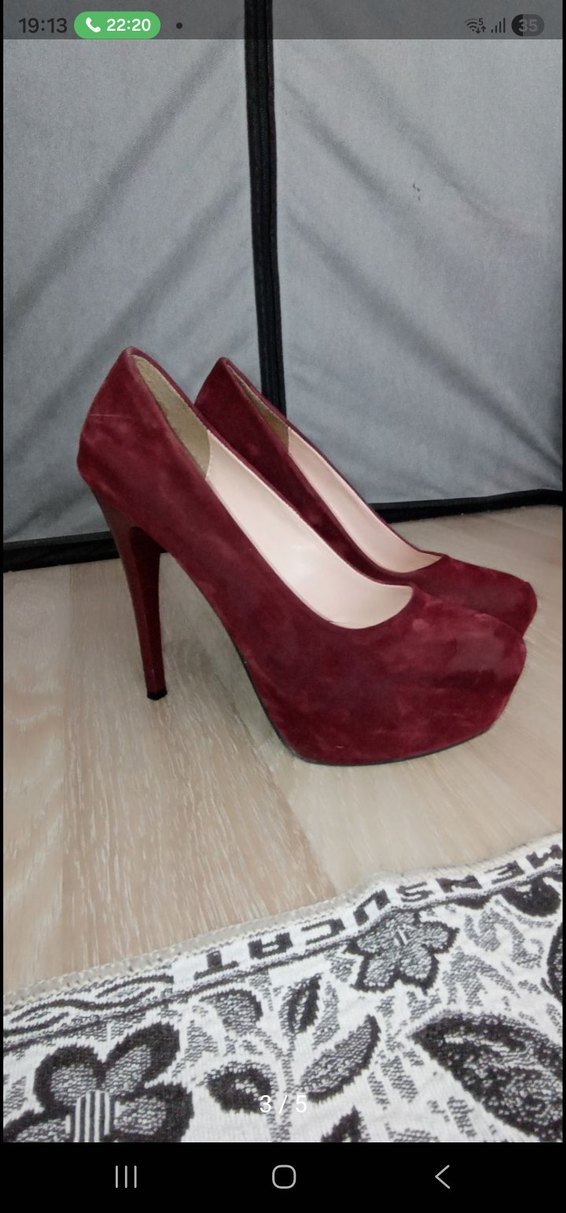 Bordo Süet Platform Topuklu Kadın Ayakkabı - Görsel 3