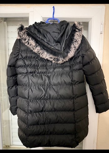 Kadın Siyah Midi Boy Kürklü Kışlık Mont - Görsel 2