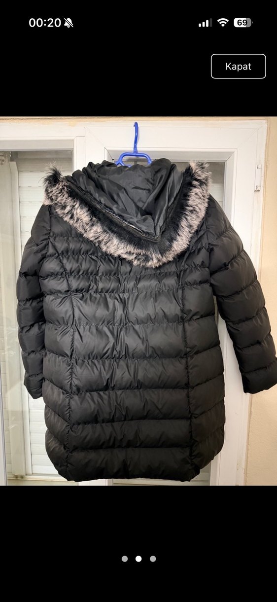 Kadın Siyah Midi Boy Kürklü Kışlık Mont - Görsel 2