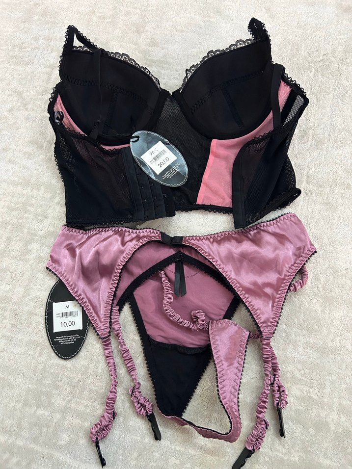 Nakışlı Pembe Gotik Büstiyer ve Külot Takımı - Görsel 2