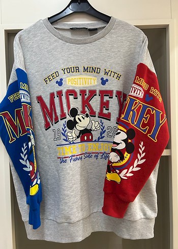 Mickey Baskılı Gri Kadın Sweatshirt - Görsel 2