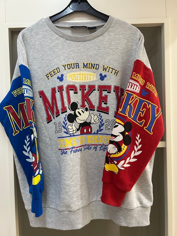 Mickey Baskılı Gri Kadın Sweatshirt - Görsel 2