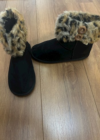 Kahverengi Leopar Desenli Kürklü Kadın Bot - Görsel 3