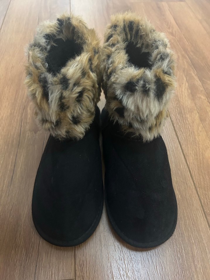 Kahverengi Leopar Desenli Kürklü Kadın Bot - Görsel 5