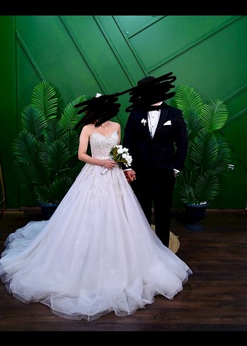 Straplez Midi A Kesim Beyaz Gelinlik - Görsel 3