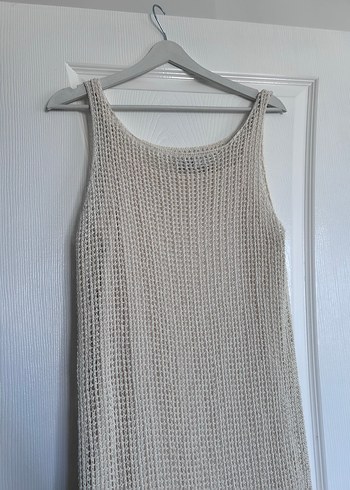 Beyaz Örgü Midi Kadın Elbise - Görsel 2