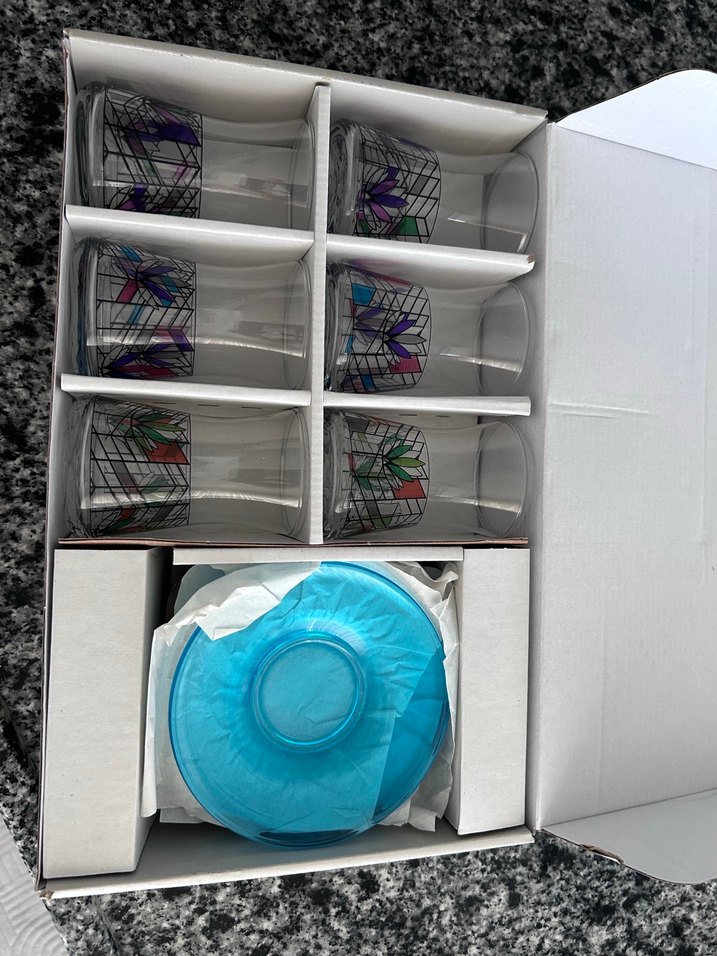 Mavi Desenli Çay Bardağı ve Tabak - Görsel 2