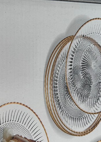 Altın Kenarlı Modern Klasik Cam Tabak - Görsel 2