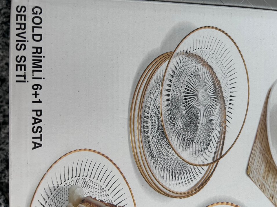 Altın Kenarlı Modern Klasik Cam Tabak - Görsel 2