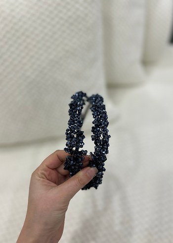 Boncuk İşlemeli Lacivert taç - Görsel 3