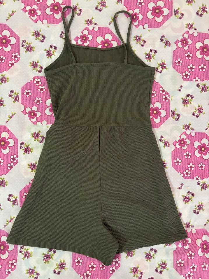 Kadın Haki Kemerli Askılı Tulum - Görsel 2